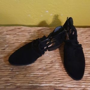 Black Suede Cutout Boots